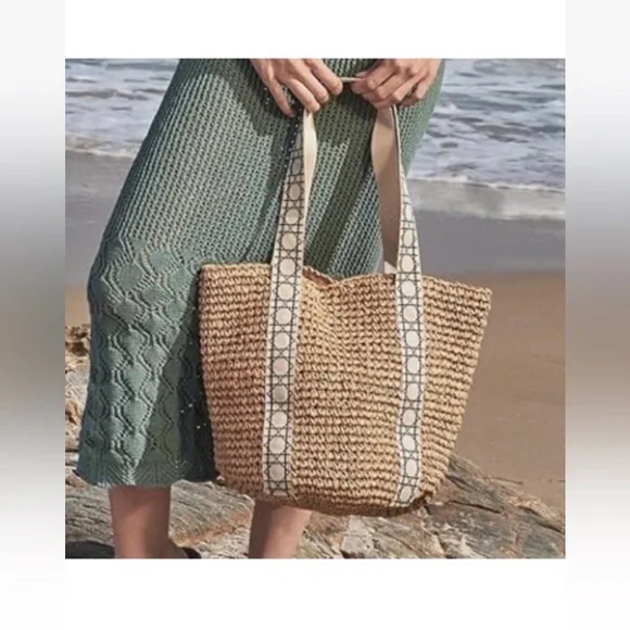Kiss Sea Tote Straw Beach Bag - Picture 3 of 10
